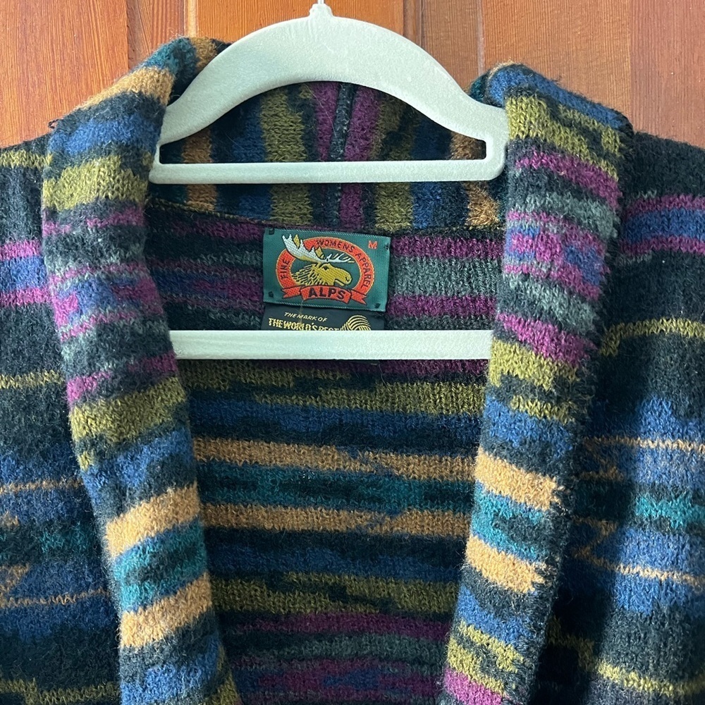Vintage Alps Wool Cardigan Coat Jacket | Southwestern Aztec | Shawl Oversized M - Picture 4 of 8